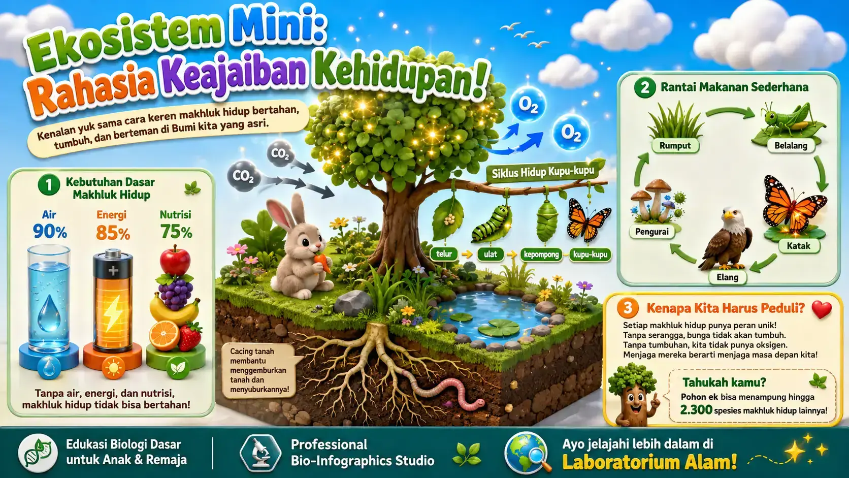 Contoh infografis 3D - Anatomi Sel